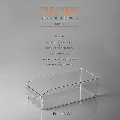 BINO | Plastic Storage Bins, Small | THE CURVE COLLECTION | Multi-Use Organizer Bins | Storage Containers Kitchen, Pantry and Home Organization | Fridge Organizers | Pantry Organization and Storage