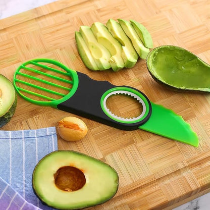 Generic Stainless Steel Avocado Slicer, Corer, and Paring Knife Combo: 3-in-1 Tool - Dishwasher Safe & Heavy Duty, Small, Green