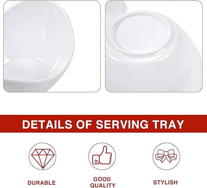 Blue Boat 2PC 14.5" x 5" Melamine 3-Section Divided Dishes, Stackable Serving Tray, 3 Compartment Appetizer Serving Tray, White Divided Serving Dishes, for Snack, Food, Serving Platter Set of 2