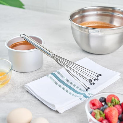 Restaurantware-German Standard 10.6 Inch Ball Whisk, 1 Kitchen Whisk With Silicone Balls - Ergonomic Handle, Dishwashable, Stainless Steel Manual Egg Beater, Durable, For Whisking, Stirring, Mixing
