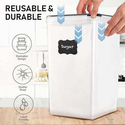 WHITE FEATHER SUPPLIES 2 PC [6.5L / 220 Oz] Large Food Storage Containers with Lids Airtight - BPA Free Clear Plastic Kitchen and Pantry Storage Containers, Bulk Storage for Cereal, Flour, Sugar, Rice