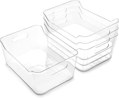 BINO | Plastic Organizer Bins, Large - 4 Pack | The SOHO Collection | Multi-Use | Pantry & Freezer Organizer Bins | Plastic Storage Containers for Home & Kitchen Org