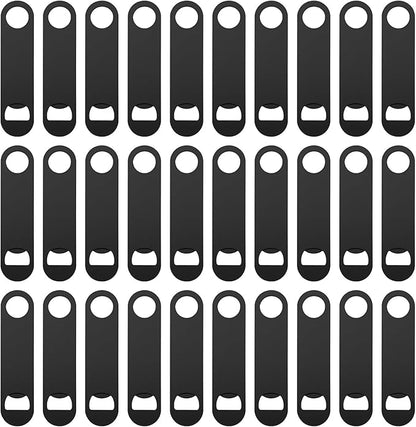 30 Pcs Flat Bottle Opener 4.9x 1.18 inches Black Stainless Steel Beer bottle Openers Heavy Duty Bar Blade Solid Bottle Cap Opener Funny Bartender Bottle Opener for Restaurant Party Supplies