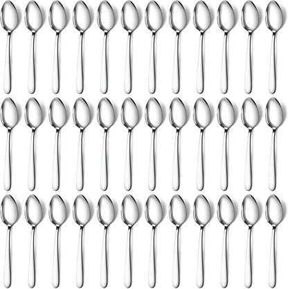 Pleafind 36-Pcs Dinner Spoons Set (7.4 inch), Spoons Silverware, Stainless Steel Spoon, Mirror Polished Tablespoon, Silverware Spoon for Home, Kitchen, Restaurant, Dishwasher Safe