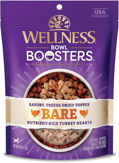 Wellness Bowl Boosters Bare, Dog Food Topper for Small, Medium, & Large Breeds, Grain Free, Natural, Freeze Dried, Turkey, 4 Ounce Bag (Pack of 1)