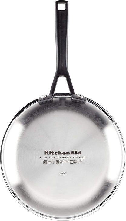 KitchenAid 5-Ply Clad Polished Stainless Steel Nonstick Fry Pan/Skillet, 8.25 Inch
