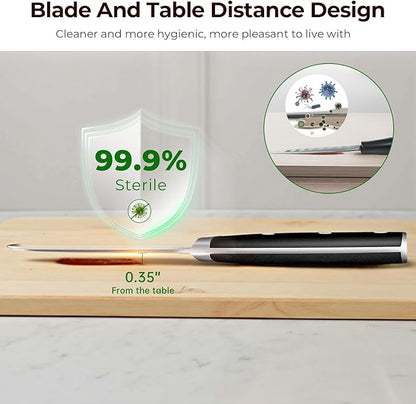 Paring Knife 3.75 Inch Fruit Knives, Small Kitchen Knife, Ultra Sharp German Stainless Steel Vegetable Knives, Damascus Pattern, Full Tang Handle Design, Elegant Black Ideal for Gift