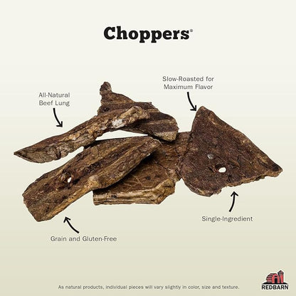 Redbarn Pet Products Choppers Beef Lung Dog Chews, Natural, Made in USA, High-Protein Low-Fat, Grain-Free, Single Ingredient for All Dog Sizes - 9 oz Bag, Pack of 8