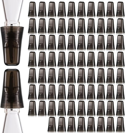 Chengu 80 Pieces Liquor Bottle Covers Pour Spout Covers Bar Toppers for Bottles Universal Pour Dispenser Dust Translucent Silicone Rubber Spout Caps for Bar Home Kitchen Tools Supplies (Black)