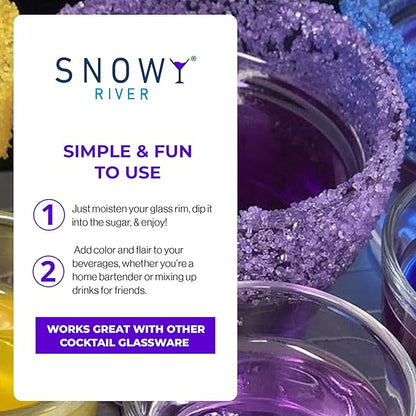 Snowy River Purple, Cocktail & Margarita Sugar Rimmer - Vibrant Color Glass Rimming Sugar with Medium Crystal Texture - 8oz