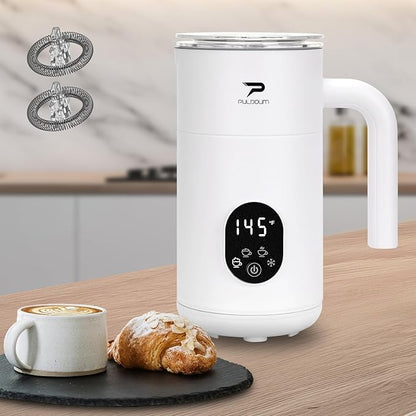 Milk Frother, Electric Milk Frother and Steamer 4 in 1 Automatic Coffee Steamer Frother, 11.8OZ / 350ML Warm and Cold Foam Frother For Coffee,Latte, Cappuccino, Macchiato, Hot Chocolate, White