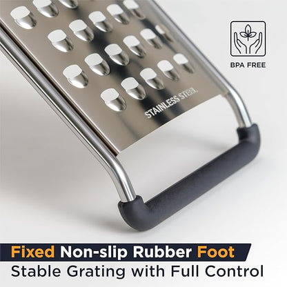 Deiss PRO Coarse Grater & Hand Held Cheese Grater - Sharp Stainless Steel Blades, Non-Slip Handle, Small Cheese Grater for Kitchen, Shredder, Dishwasher Safe