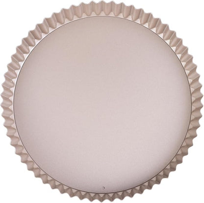 9-Inch Round Tart Pan with Loose Removable Bottom, Non-Stick Carbon Steel Quiche Pan for Oven Baking (Champagne Gold)