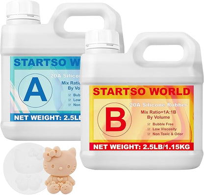 STARTSO WORLD Silicone Mold Making Kit 20A, 80OZ Platinum Liquid Silicone Rubber for Mold Making, Fast Cure & Food Safe Silicone Mold Maker, Ideal for Casting Resin Molds/Silicone Molds 1:1 by Volume