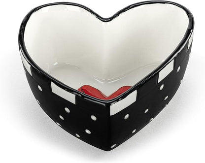 DEMDACO Heartful Home by Tracy Pesche Collection Red Heart with Black Trim Small 4 x 4 Stoneware Tabletop Candy Dish Cookie Canister