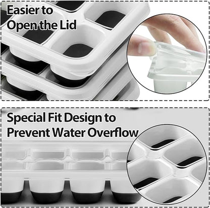DOQAUS Ice Cube Trays 4 Pack, 40 pcs Silicone Ice Cubes Tray Maker with Spill-Resistant Removable Lid, Easy Release & Pop out, LFGB and BPA Free, Stackable Flexible, for Soup, Food, Cocktail, Coffee