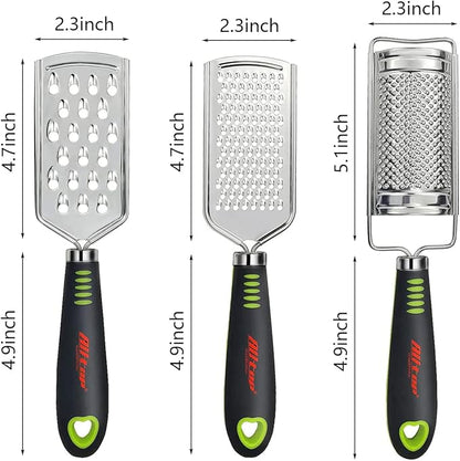ALLTOP Food Graters for Cheese,Nutmeg,Potato,Ginger and Garlic,Cirtrus,Hand-held Stainless Steel Zester for Kitchen - Pro Multi-purpose Gadgets,Set of 3 Grinders