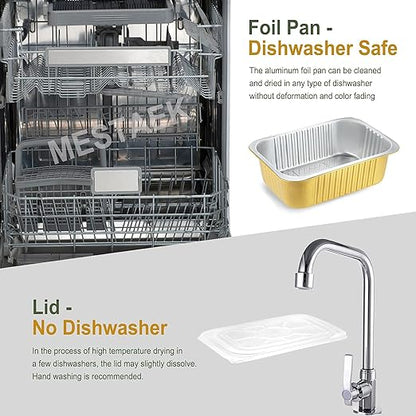 11"x8" Sturdy Foil Pans + Snap-On Lids (5 Pack) | 2X Thicker Heavy Duty Reusable 112oz | Grill Oven Microwavable Pot | 3.3" Deep Disposable Aluminum Tin for Baking, Cooking