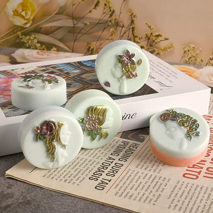 Moukiween Round Silicone Soap Molds, 2PCS Girls Cylinder Silicone Molds for Handmade Soap, Candle, DIY Resin