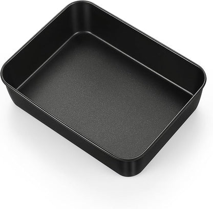E-far Small Toaster Oven Baking Pan, 9.4 x 7 Inch Nonstick Stainless Steel Rectangle Cake Pan for Baking Brownies Casseroles Lasagna, Stainless Steel Core & Nonstick Coating, Non-toxic & Oven Safe