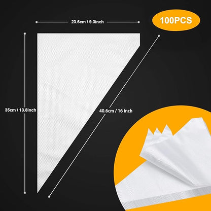 Tamodan Piping Bags 100PCS & 16 Inches Tipless Piping Bags, Extra Thick Pastry Bags Disposable, Non-Slip Icing Piping Bags Disposable Design, Cake Decoration.
