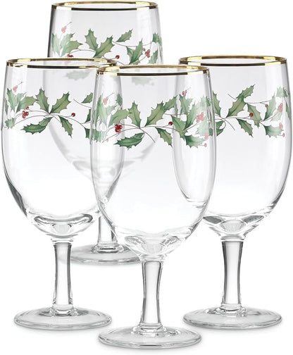 Lenox 849606 Holiday 4-Piece Iced Beverage Glass Set, Christmas Dinnerware, Hosting