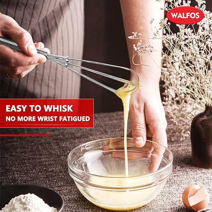 Walfos Mini Whisks Stainless Steel 6pcs; 7" - Small Whisk for Whisking, Beating Eggs, Mixing Sauces, Blending Ingredients