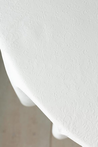 Benson Mills Deluxe Heavy Duty Vinyl Table Pad, Premium Table Protector, Waterproof with Flannel Backing, Quilted Design and Customizable (Off-White, 70" Round)