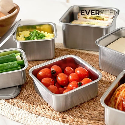 CuBE High 3PCS Set Stainless Steel Food Storage Containers With Lids and 3 Net Kitchen Appliances Dishwasher Safe Premium South Korea