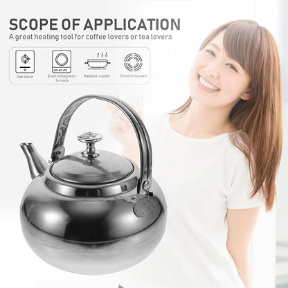 Hemoton Stainless Steel Tea Kettle with Infuser 1.2L Whistling Stove Top Kettle for Home and Camping Use