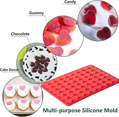 Heart Silicone Molds, 63 Large Heart Chocolate Mold for Baking Candy Gummy Jelly, Lovely Hearts Shaped Chocolate Candy Molds for Birthday & Valentine's Day Gifts for Women Men Lovers