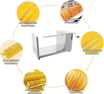 Spiral Potato Cutter french fry cutter Manual Stainless Steel Twisted Potato Slicer Cutter curly fries Cucumbers Carrots DIY BBQ Slicer with Reusable Stick