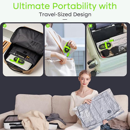 Vacuum Bags for Travel with USB Pump, 12 Pack Carry-on Size Compression Packing for Luggage and Suitcase, Space Saver Bags for Clothes and Clothing Travel