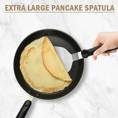 4-Pack Stainless Steel Spatulas for Cast Iron Skillet - Heat Resistant Handle Metal Turner & Scraper Set for Griddle, Pancakes, Burgers and Regular Cookware