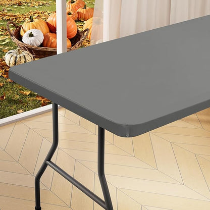 homing Rectangle Table Cloth Cover, Waterproof Polyester Elastic Fitted Tablecloth, Fits for 6 Foot Folding Tables, Washable Table Protector for Picnic, Camping, Outdoor (Grey, 30" x 72")