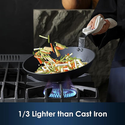 SENSARTE Nonstick Frying Pan Set 2-Piece, Oven Safe Skillets with Swiss Coating, Induction Compatible Chef Pan Set, Dishwasher Safe Cooking Pans, PFOA PFOS Free, 10 and 12 Inch