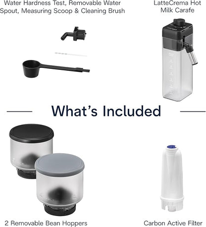 De'Longhi Rivelia Automatic Espresso Machine, Grinder & Frother, Easy Bean Switching, Pebble Gray