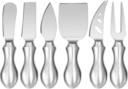 WoneNice Cheese Knife Set, 6-Piece Stainless Steel Knives for Charcuterie, Gift Ready