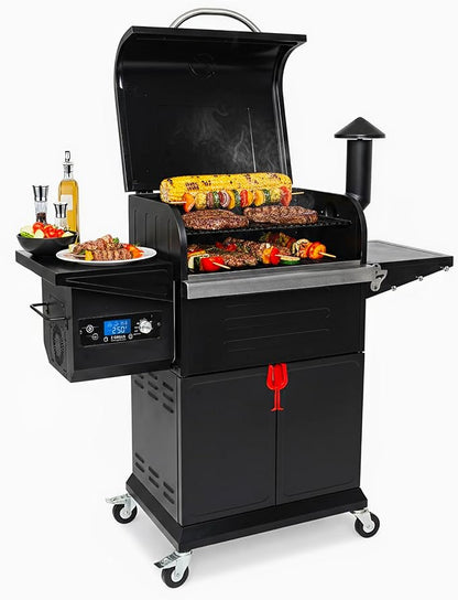 Z GRILLS Wood Pellet Grill & Smoker 8-in-1 Pellet Grill with Automatic Temperature Control，Meat Probes，572 Sq. in Area for Backyard Camping Outdoor Party