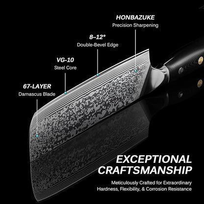 KYOKU Nakiri Knife - 7" - Shogun Series - Japanese VG10 Steel Core Damascus Blade - with Sheath & Case