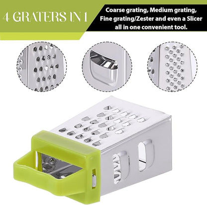 Mini Cheese Grater, 3Pcs Stainless Steel Box Grater with Handle Professional Cheese Slicer Grater for Kitchen Slicer Cheese Ginger Vegetable Multifunction Dishwasher Safe