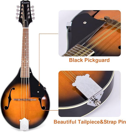 Mandolin,Kmise A style Mandolins Instruments 8 String Spruce Musical Instrument with Tuner Strings Gig Bag Strap Picks for Adults Beginner