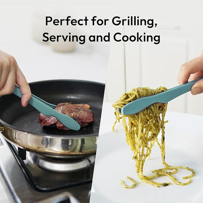 carrotez Silicone Tongs for Cooking, Anti-Slip,Non-Scratch Kitchen Tongs 9.5 inch Silicone Tongs 1Pack - Green