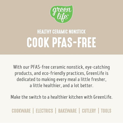 GreenLife 8QT Slow Cooker, Non-Toxic PFAS-Free Ceramic Nonstick Removable Interior Bowl, Programmable, Family Friendly, Keep Warm, Stovetop & Oven Safe, Dishwasher Safe Parts, Timer, Glass Lid, Cream