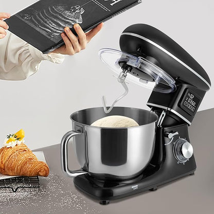 Stand Mixer 1350W Electric Tilt-Head Mixer with 6.5 QT Stainless Steel Bowl, 6 Speed with Pulse Kitchen Mixer, Food Mixer with Dough Hook, Flat Beater, Whisk, Splash Guard (Black)