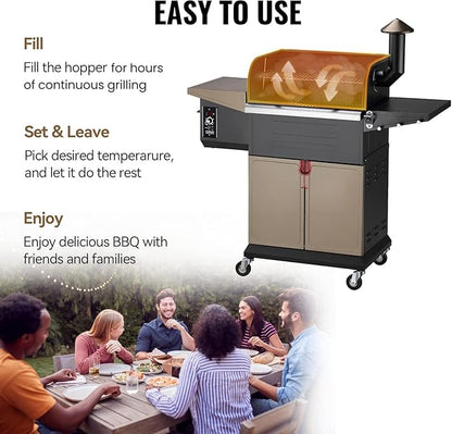 Z GRILLS 8-in-1 Outdoor BBQ Grill with PID 2.1 Controller, Wood Pellet Smoker, Auto Temperature Control, Huge Storage Cabinet Side Shelf with Tool Hooks, 572 sq in Cooking Area for Camping Party