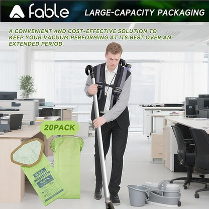 20 Pack 107313 Backpack Vacuum Bags Compatible with ProTeam 10 QT Backpack Vacuum Cleaner，Replace #107313 Open Triangular Collar