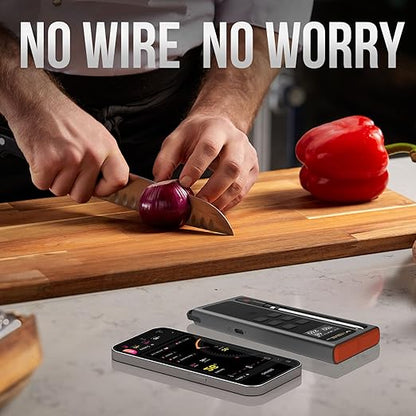 Meat Thermometer Digital Wireless, 800FT Long Range Bluetooth Cooking Thermometer, Food Thermometer for Remote Monitoring of Grill, Oven, Smoker, Air Fryer, Rotisserie, iOS & Android App