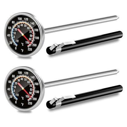 Meat Thermometer - Instant Read Food Thermometer with 5.5-Inch Stainless Steel Probe for Cooking, Steak, Bread, Chicken, Grilling, Milk, Tea & Coffee - 1.5-Inch Dial Kitchen Temperature (2PCS)