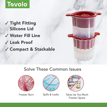Tovolo Christmas Ornament Ice Molds, Odor and BPA Free - Dishwasher Safe, Set of 2, Dot & Stripes